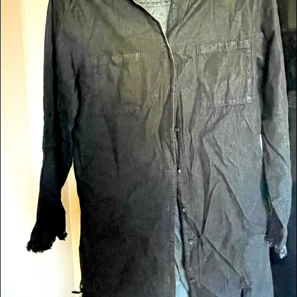 *NEVER WORN* Raw Hem Denim Button-Down Mini Dress